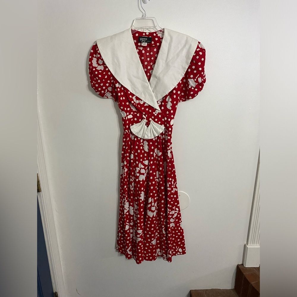 Vintage Retro I love Lucy style Dress red and white size 9/10